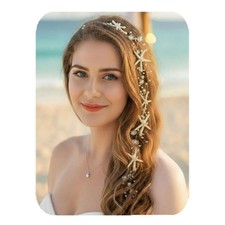 Silver Starfish Bride Wedding Hair Vine Pearl Bridal Headband Beach Headpiece