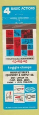 Matchbook Cover - De Sta Co Toggle Clamps Flint MI