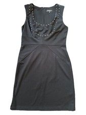 Abs Collection Dress Woman Black Metal Stude Neckline Size M Office Casual