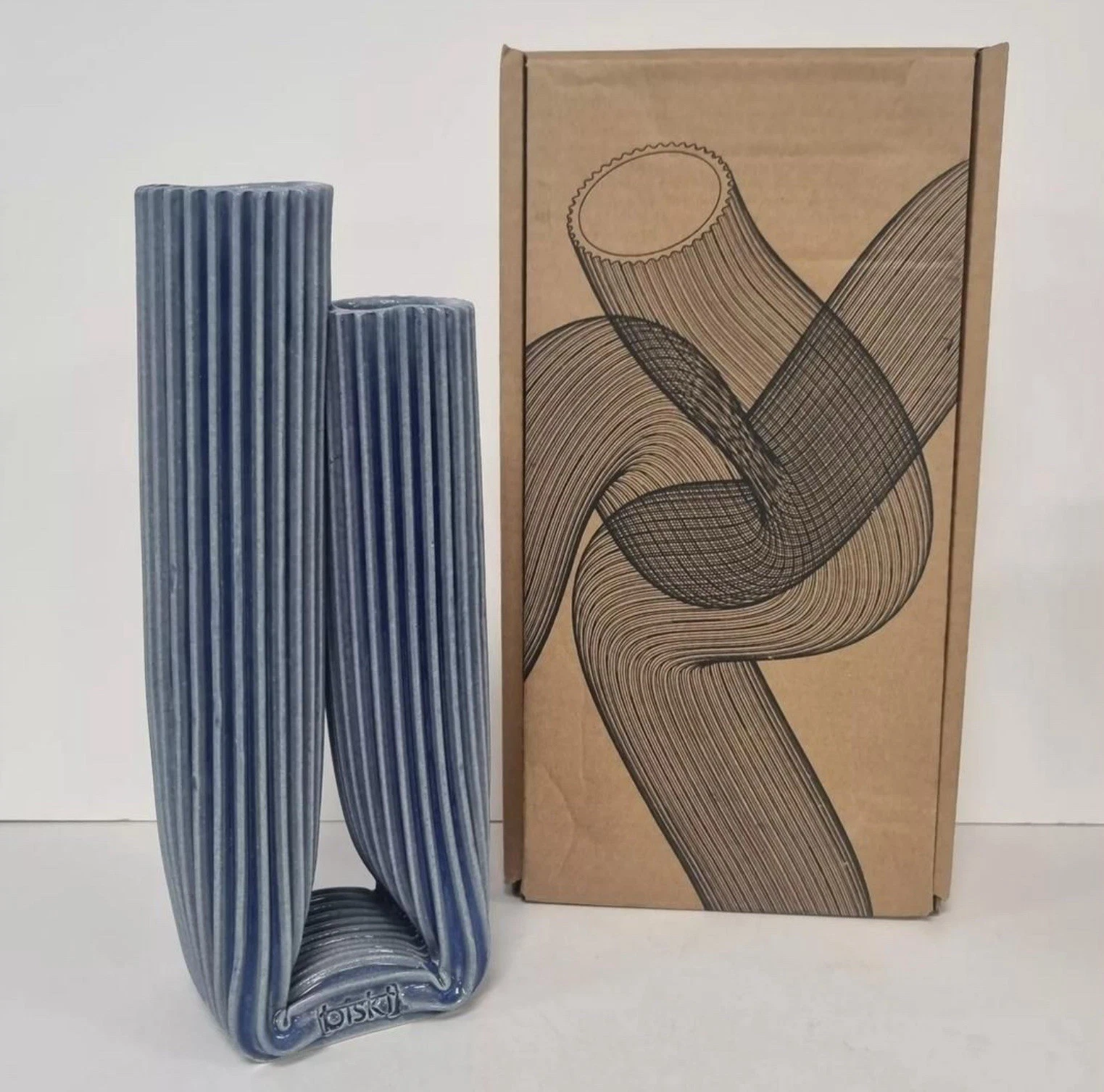 Studio Biskt Tulumba Vase - Blue - Size H29 X W12 X D9cm RRP £255