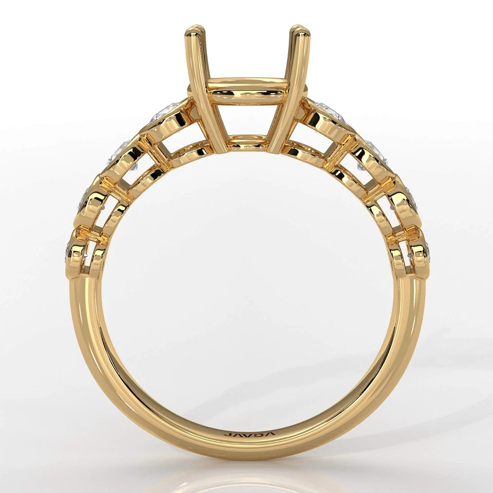 Elegant Semi Mount Bezel 8 Stone Diamond Engagement Ring 18k Yellow Gold 0.32Ct - Image 3 of 4