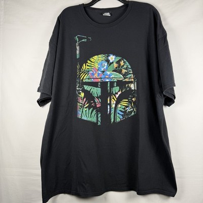Star Wars Boba Fett Floral Helmet Shirt 2XL Black Delta Pro Weight Lucas Vintage