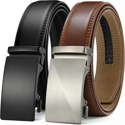 CHAOREN Leather Ratchet Belt Men 2 Pack - Customizable Fit, Effortless Style (35