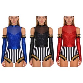 Women Bodysuit Tights Jumpsuits Fringed Rompers Circus Coveralls Acrobat Set