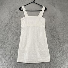Uniqlo Mini Dress Womens XS White Linen Smocked Square Neck Sundress Capsule