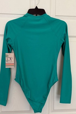NEW Ocean Pacific OP Womens Green One Piece Swimsuit Long Sleeve Size M