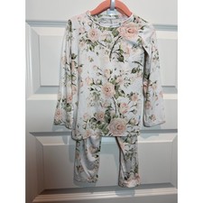 Posh Peanut 3T Pink Rose Floral Bamboo Viscose Pajama Set Long Sleeve PJs
