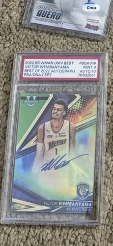 Victor Wembanyama 2022-23 Bowman U Best GREEN REFRACTOR FACSIMILE AUTO