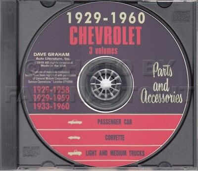 1958 1959 1960 Chevrolet Parts Book CD Impala Corvette Truck Biscayne Bel Air 