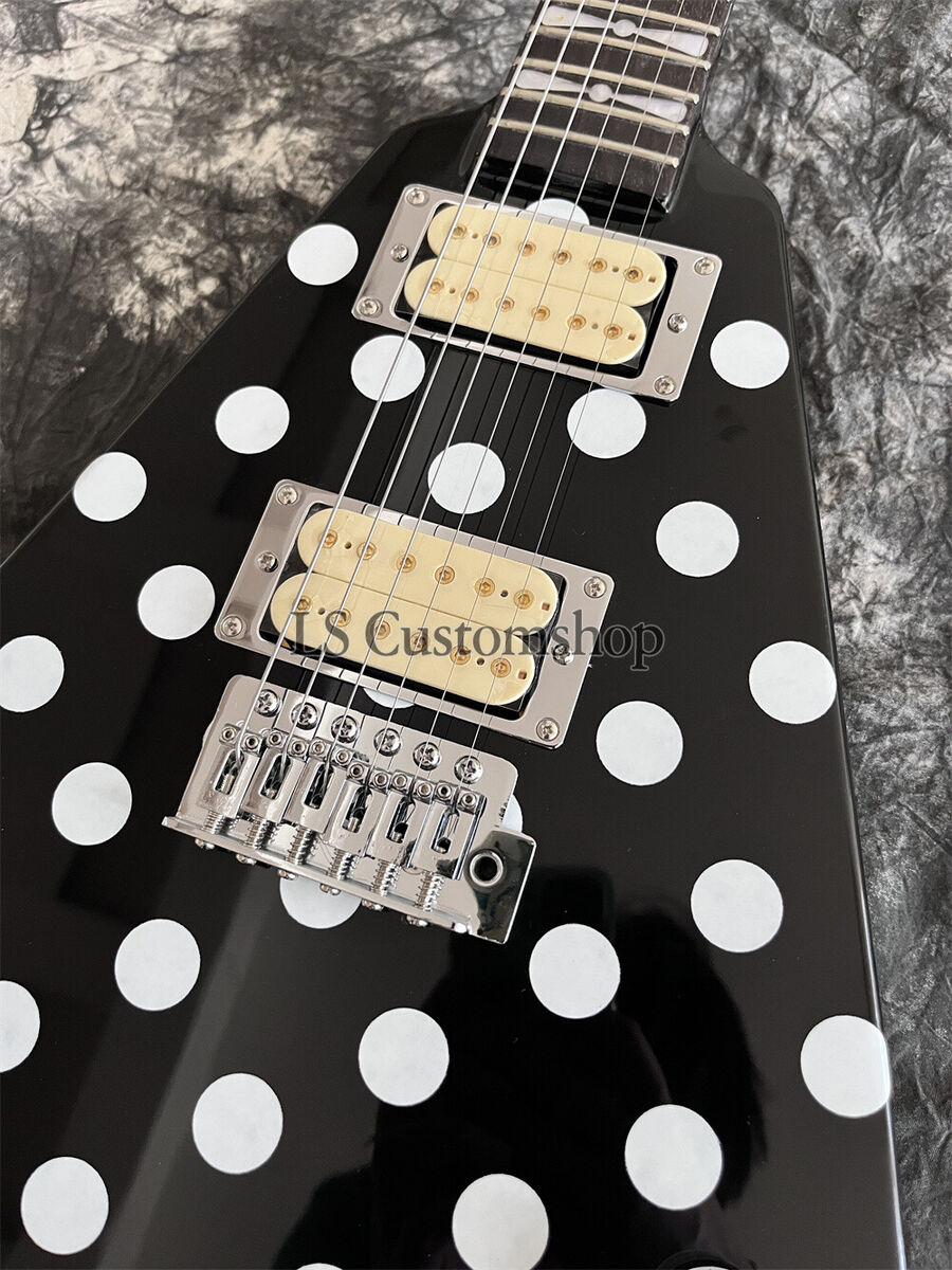 Custom Black Flying V Electric Guitar Randy Rhoads White Custom Black Flying V Electric Guitar Randy Rhoads White
