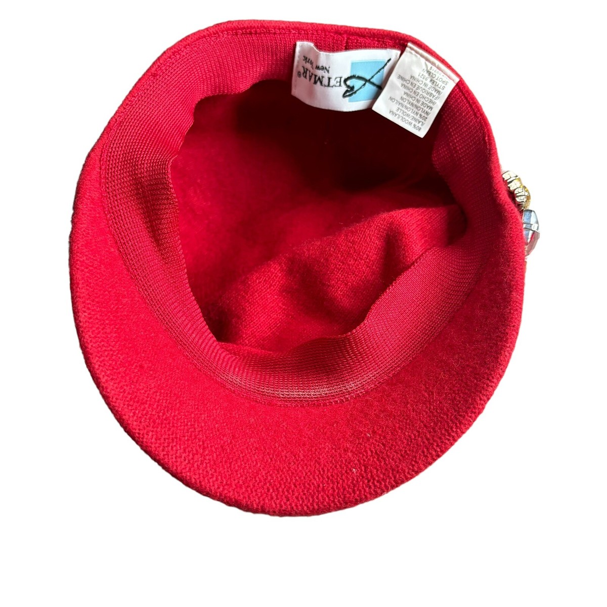 Vintage Betmar New York Wool Cloche Hat With Buckle Red http:// main image 3