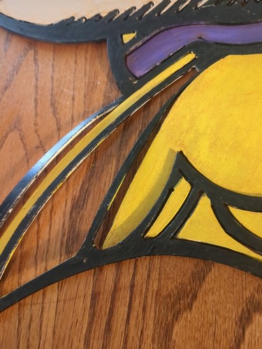Rare Vintage Minnesota Vikings Wall Art Heavy Metal Sign Man Cave 26" x 19" #2 - Picture 7 of 24