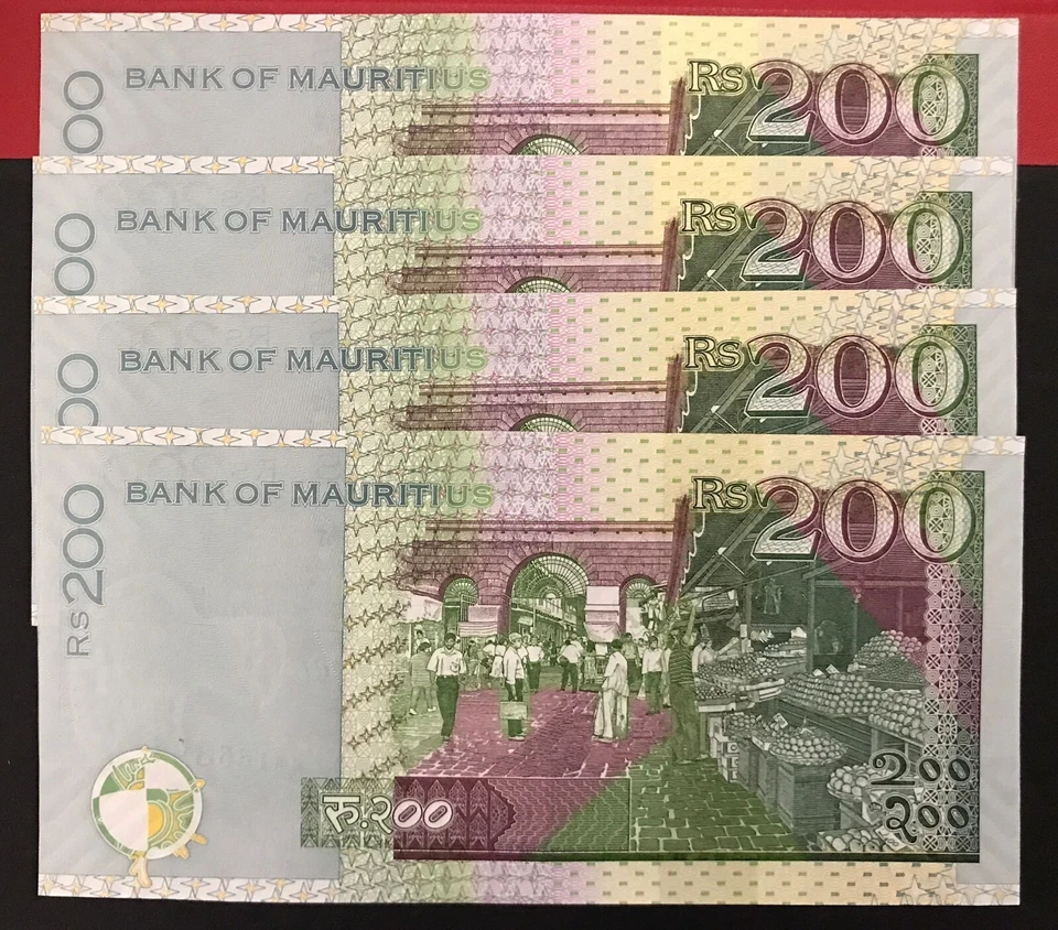 4x Mauritius Rs 200 rupees 2022 consecutive serial numbers AUNC/UNC - Image 3 of 3