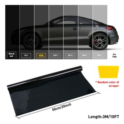 Film Teinté Vitre 15% VLT - Rouleau 20x10 Pieds, Noir, Pour Voiture, Bureau Ou Maison, Garantie 2 Ans