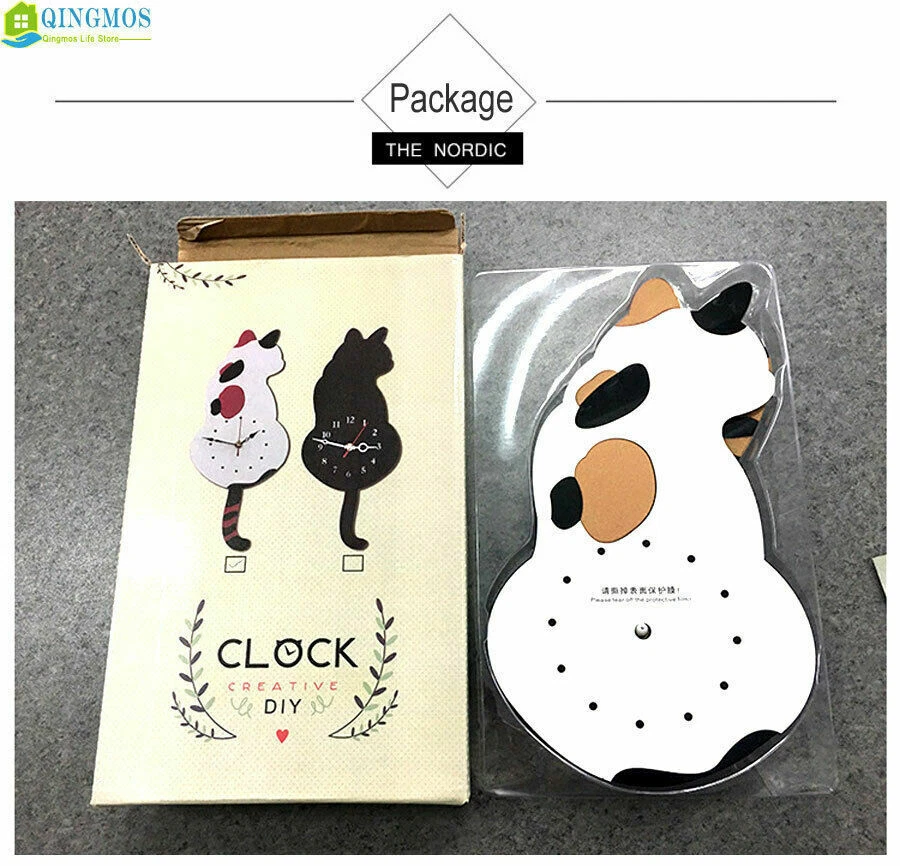 Cartoon Dog Wall Clock 3D Swing Tail Acrylic Stickers Watch Decor Living Room - Image 2 of 4