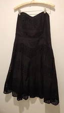 NWT White House Black Market Women's 12 Black Eyelet Fit Flare Dress Black $168 