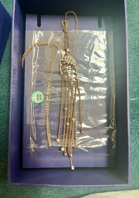 Swarovski 5496492 necklace spider web rose gold long with tassels NEW In Box.