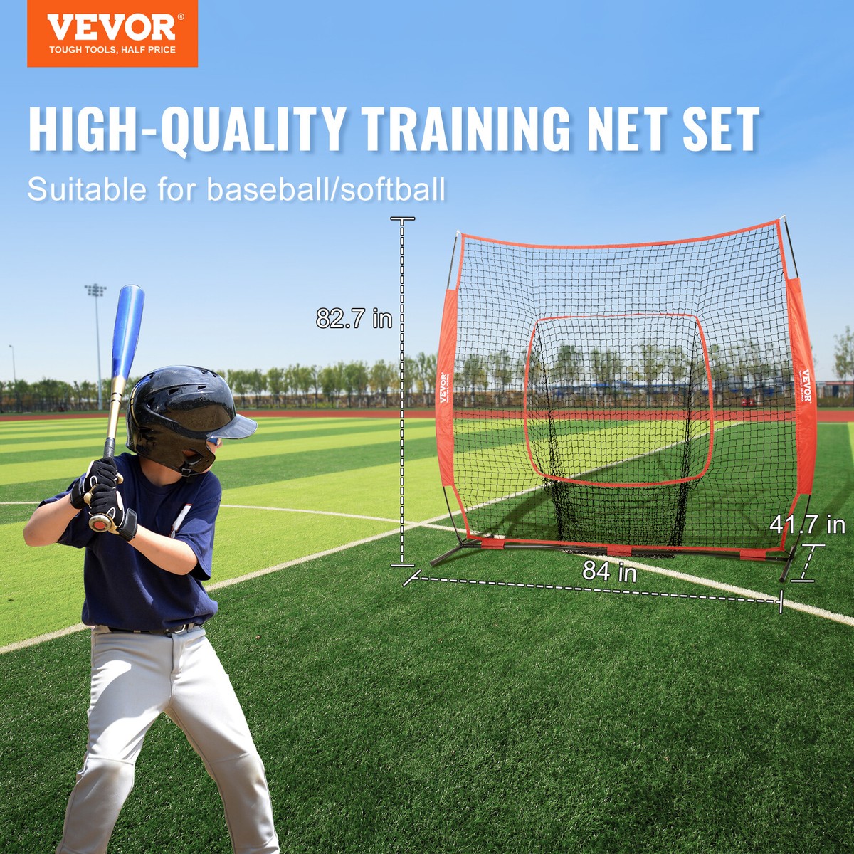 Filet De Frappe/baseball 10 X 30 Pieds (environ 3 X 9 M) - Cage D'entraînement Solide En Nylon Noir - Pour Extérieur