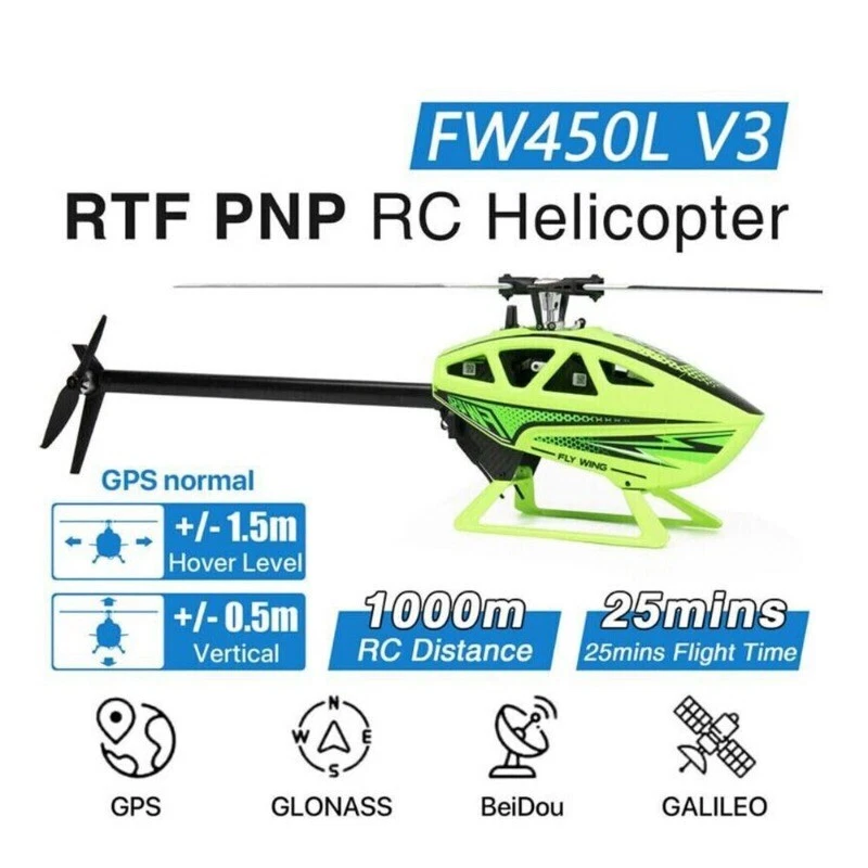 NEW Flywing FW450L V3 6CH 3D GPS APP Automatic Return RTF helicopter w/ H1 - Image 2 of 4