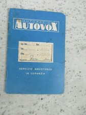 LIBRETTO AUTORADIO AUTOVOX SERVIZIO ASSISTENZA IN GARANZIA