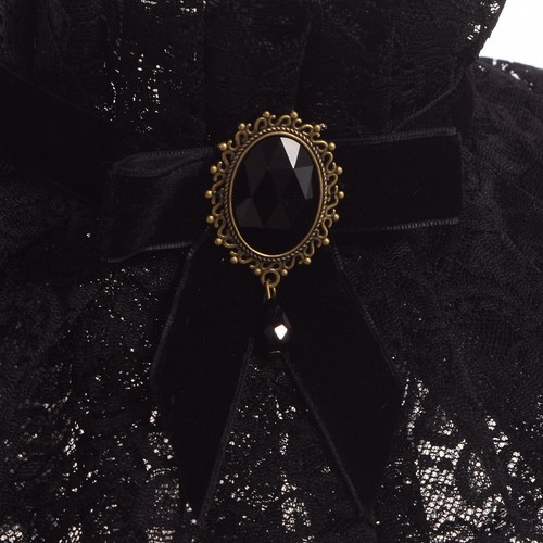 Victorian Collar Lady Black Neck Collar Gothic Punk Edwardian Lady Neck Ruff - Picture 4 of 7