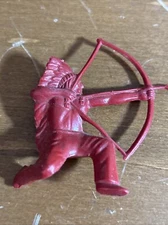 Vintage TIM-MEE 1950's Indian Brown Plastic Figure Kneeling Shoot Bow Arrow