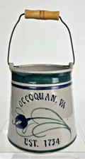 Occoquan, VA Virginia Salt Glazed Crock with Handle, Art Pottery, Signed