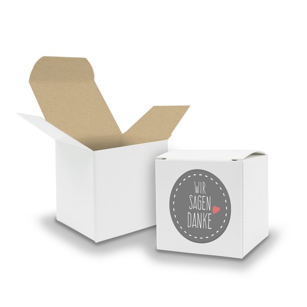 Itenga Set Wir Sagen Danke 24X Faltschachtel WüRfel +Aufkleber Hochzeit M26-image