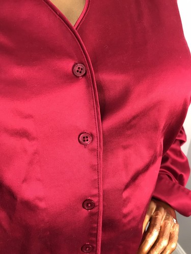 Coldwater Creek 2X Plus Top Magenta Button Up Shirt Long Slvs V Cut - Picture 4 of 10