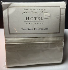 Hotel Fine Linens New Cream KING Pillowcases 600 Thread Count 100% Cotton Sateen