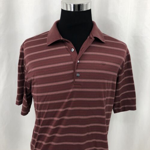 Tiger Woods Nike 60/2 Podwójna merceryzowana bordowa koszulka polo w paski golf Medium - Zdjęcie 1 z 4
