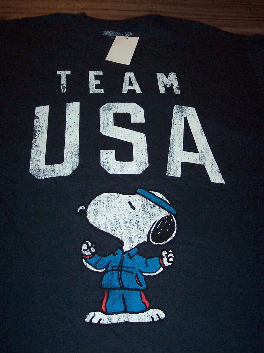 Vintage Style PEANUTS SNOOPY TEAM USA OLYMPICS T-Shirt 2XL XXL NEW