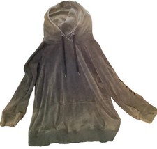 Womens Calvin Klein 1X Velour Gray Performance Sweatshirt Signature Hoodie Top