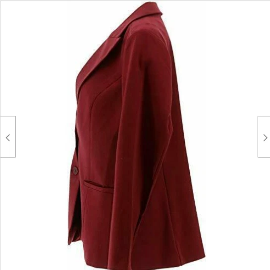 DG2 Diane Gilman Ponte Knit Boyfriend Blazer Burgundy[ 3X] - Image 2 of 4