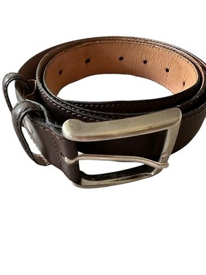 Pal Zileri Leather Belt Brown Italy 54 100 Men s Silver Buckle 