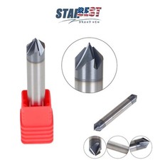 3/8" 4 Flute 90 Degree Carbide Chamfer Mill - Double End - Tialn Coated