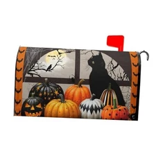 Mailbox Covers Magnetic Standard Size 21"x18" 21x18 inch Black Cat Halloween