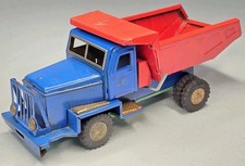 MACK DUMP MINING TRUCK TIN FRICTION TOY JAPAN IN BLUE
