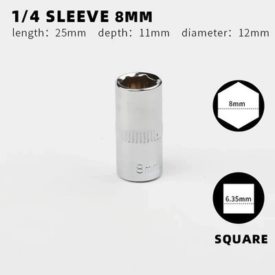 1-Piece 1/4'' Drive Standard Shallow Square Metric Single Socket 8mm