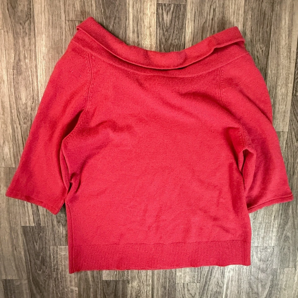 Suéter para mujer Garnet Hill 100 % cachemir manga corta capucha cuello Foto 2 de 4