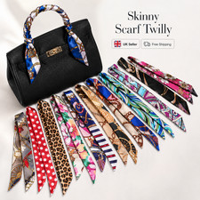 Women Floral Skinny Scarf Ribbon Twilly Bag Handle Wrap Headband Neck Hair-Tie