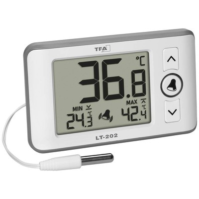 TFA Dostmann Digitales Profi-Thermometer mit Kabelfühler LT 202 Thermometer Weiß