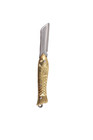Tiny / Mini Golden Finish handle Key Chain Pocket Fish Knife / Necklace Pendant — photo 1
