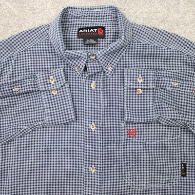 Ariat FR Shirt Mens XLT XL-Tall Blue Flame Resistant Cat 2 Long Sleeve Workwear