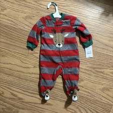 NEW NWT Carter  s Just One You Christmas Reindeer Fleece Sleeper Pajamas 3 Months