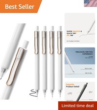 Portable 4-Pack Black Gel Pens - 0.5mm Fine Tip - Perfect for Notes  Journals