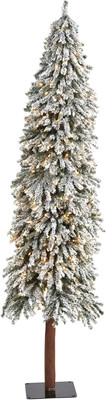 7Ft. Flocked Grand Alpine Artificial Christmas Tree with 400 Clear Lights and 95