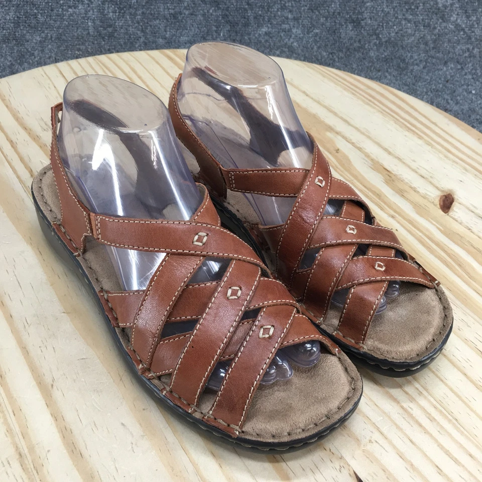 Sandalias Naturalizer para mujer 8,5 M artesanales con cordones de cuero marrón informales punta abierta Foto 3 de 4