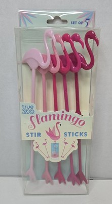 Flamingo True Zoo Multi-color Durable Plastic Re-useable Stir Stick Set Of 5 New