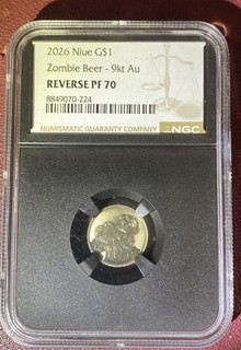 2016 Zombie Beer Niue Gold $1 Reverse Proof PF70. au 9 kt⭐️Collected Them All⭐️